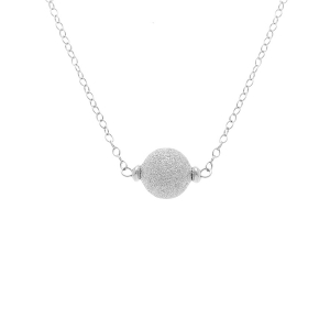 COLLIER ARGENT RHODIÉ BOULES GIVRÉES 38+5CM