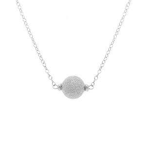 COLLIER ARGENT RHODIÉ BOULES GIVRÉES 38+5CM