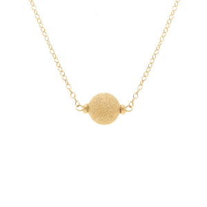 COLLIER ARGENT DORÉ BOULES GIVRÉE 38+5CM