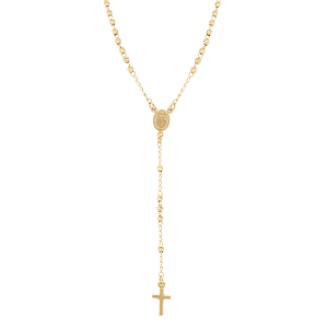 COLLIER ARGENT DORÉ CHAPELET BOULES DIAMANTÉES 45+5CM