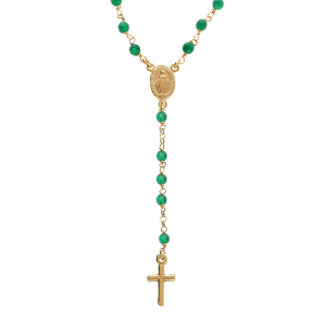 COLLIER ARGENT DORÉ CHAPELET BOULES FACETÉES AGATE  VERTES 45+5CM