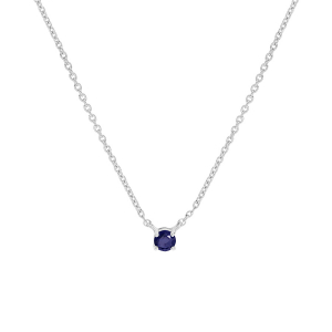 COLLIER ARGENT RHODIÉ CLOU SAPHIR VERITABLE SERTI 42+3CM