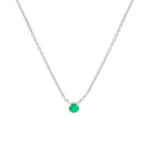 COLLIER ARGENT RHODIÉ CLOU EMERAUDE  VERITABLE SERTI 42+3CM