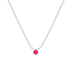 COLLIER ARGENT RHODIÉ CLOU RUBIS VERITABLE SERTI 42+3CM