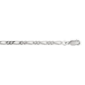 CHAINE 1+2 3MM 45CM ARGENT RHODIÉ