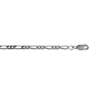 CHAINE 1+2 3MM 50CM VIEIL ARGENT