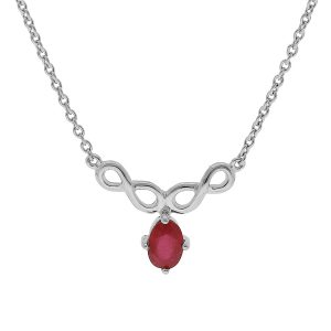 COLLIER ARGENT RHODIE MOTIF INFINI RUBIS VÉRITABLE  42+3CM
