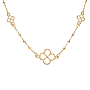 COLLIER ARGENT DORÉ FLEURS AJOURÉES 38+5CM