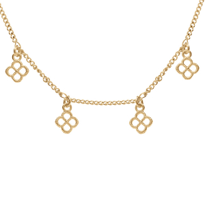 COLLIER ARGENT DORÉ PAMPILLE FLEURS AJOURÉES 38+5CM