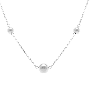 COLLIER ARGENT RHODIÉ BOULES 41+3CM
