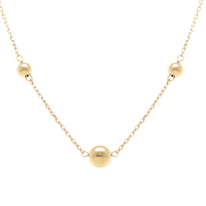 COLLIER ARGENT DORÉ BOULES 41+3CM