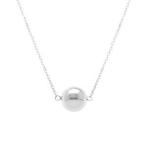 COLLIER ARGENT RHODIÉ BOULE 10MM  41+3CM