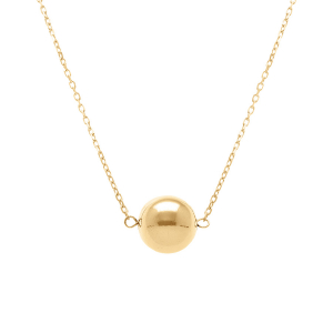 COLLIER ARGENT DORÉ  BOULE 10MM  41+3CM