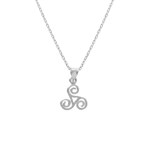 COLLIER ARGENT RHODIÉ PENDENTIF TRISKEL 10MM 40+5CM