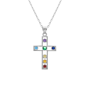 COLLIER ARGENT RHODIÉ PENDENTIF CHAKRA CROIX 22MM X 15MM   7 OXYDES 40+5CM