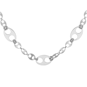COLLIER ARGENT RHODIÉ MULTI GRAIN DE CAFE PLAT 40+4CM