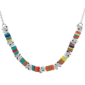 COLLIER ARGENT RHODIE COCKTAIL COULEURS 42+3CM