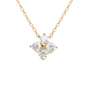 COLLIER ARGENT DORÉ FLEUR AVEC OXYDES BLANCS SERTIS 40+3CM