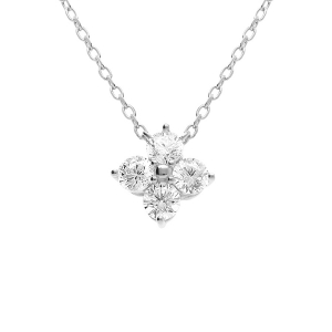 COLLIER ARGENT RHODIÉ FLEUR AVEC OXYDES BLANCS SERTIS 40+3CM