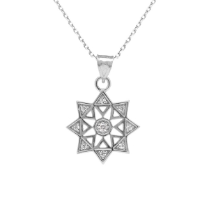 COLLIER ARGENT RHODIÉ PENDENTIF ETOILE OXYDES BLANCS SERTIS 40+5CM