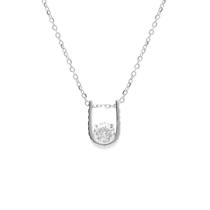 COLLIER ARGENT RHODIÉ OXYDES BLANC SERTI CLOS  40+4CM