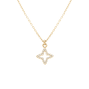 COLLIER ARGENT DORÉ ETOILE OXYDES BLANCS SERTIS 40+5 CM