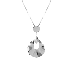 COLLIER ARGENT RHODIÉ PENDENTIF FORME GEOMETRIQUE 40+5CM