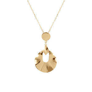 COLLIER ARGENT DORÉ PENDENTIF FORME GEOMETRIQUE 40+5CM