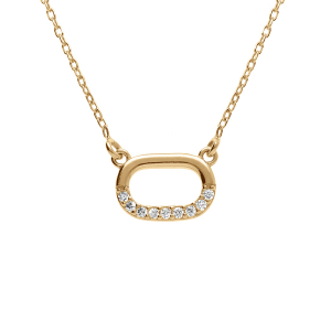 COLLIER ARGENT DORÉ OXYDES BLANCS SERTIS 40+5CM