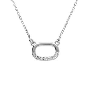 COLLIER ARGENT RHODIÉ OXYDES BLANCS SERTIS 40+5CM
