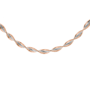 COLLIER ARGENT CHAINE VRILLE 3MM AVEC 2 BORDURES DORURE ROSE 40CM