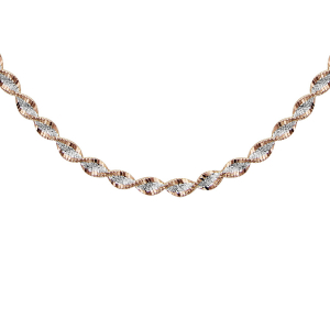 COLLIER ARGENT CHAINE VRILLE 4MM AVEC DORURE ROSE 42CM