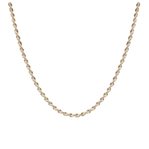 COLLIER ARGENT CHAINE VRILLE 4MM AVEC 2 BORDURES DORURE JAUNE  42CM