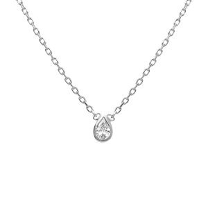 COLLIER ARGENT RHODIÉ GOUTTE OXYDE BLANC SERTI CLOS 38+4CM