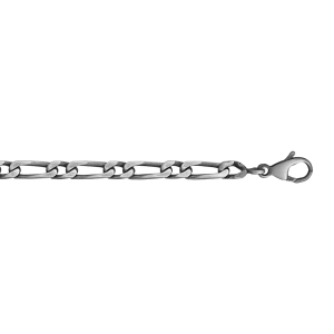 CHAINE 1+1 4MM 50CM VIEIL ARGENT