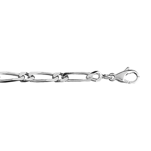 BRACELET 1+1 4MM 18CM ARGENT RHODIÉ