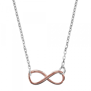 COLLIER ARGENT RHODIÉ MOTIF INFINI DORURE ROSE 40+5CM