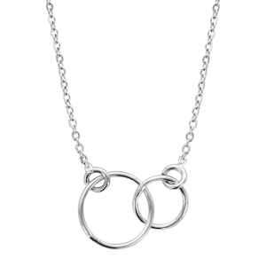 COLLIER ARGENT RHODIÉ MOTIF DOUBLE ALLIANCES 40+5CM