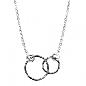 COLLIER ARGENT RHODIÉ MOTIF DOUBLE ALLIANCES TRAITEMENT NOIR 40+5CM