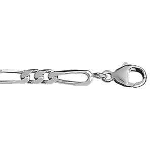 CHAINE 1+2 4MM 50CM ARGENT RHODIÉ