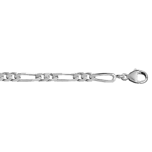 CHAINE 1+2 4MM 50CM ARGENT RHODIÉ