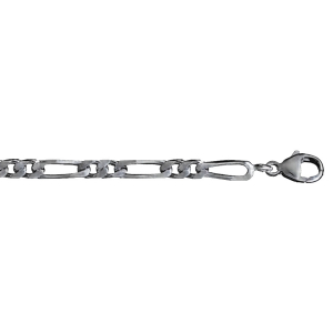 CHAINE 1+2 4MM 50CM VEIL ARGENT