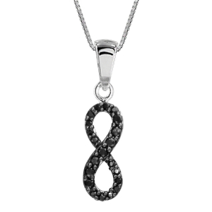 COLLIER ARGENT RHODIÉ MOTIF INFINI OXYDES NOIRS SERTIS 42+3CM