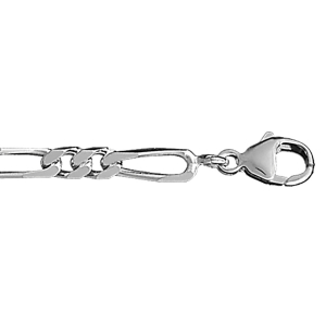 BRACELET 1+2 4MM 18CM ARGENT RHODIÉ