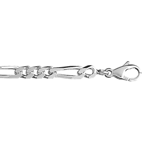 CHAINE 1+3 4MM 50CM ARGENT RHODIÉ