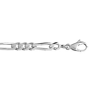 CHAINE 1+3 4MM 55CM ARGENT RHODIÉ