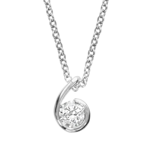COLLIER ARGENT RHODIÉ FORME VIRGULE OXYDES BLANCS 40+4CM
