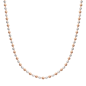 COLLIER  ARGENT BOULES 2 TONS 42CM