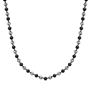 COLLIER  ARGENT BOULES 2 TONS TRAITEMENT NOIR 42CM