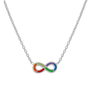 COLLIER ARGENT RHODIE MOTIF INFINI AVEC RESINE 35+4CM